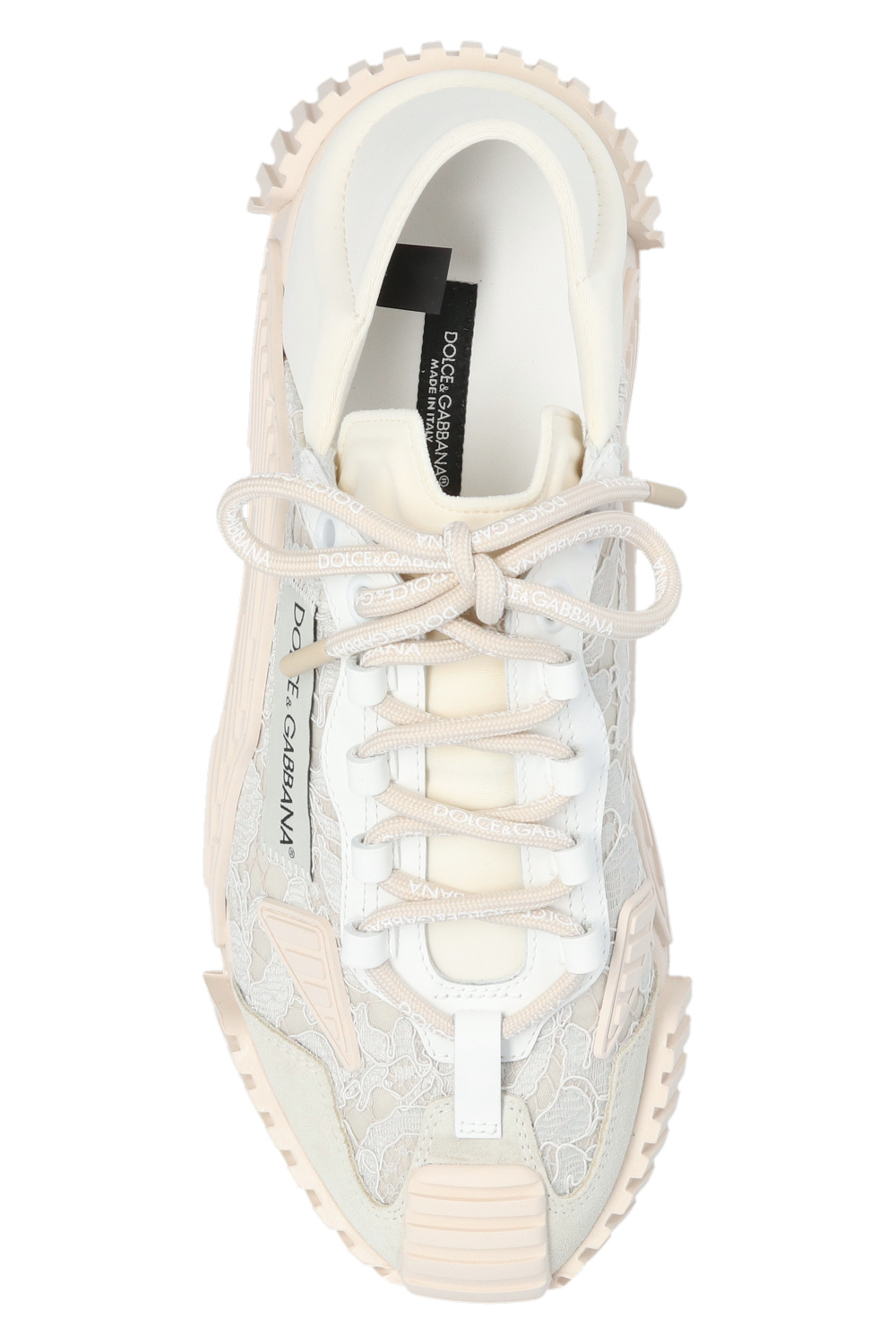 【DOLCE&GABBANA】NS1 スニーカー メッシュ ホワイト レディース DOLCE & GABBANA Shoes White NS1 Canvas Leather Embellished